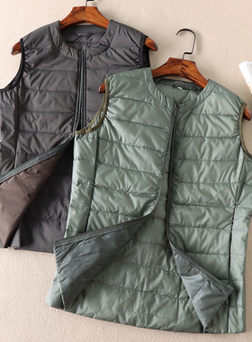 可外穿~可打底 冬羽绒马甲女圆领简约百搭保暖情侣马夹外套 A287