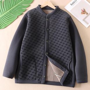 800克~双面奥粒绒加厚绵软保暖中老年男士夹棉外套爸爸开衫 W2069