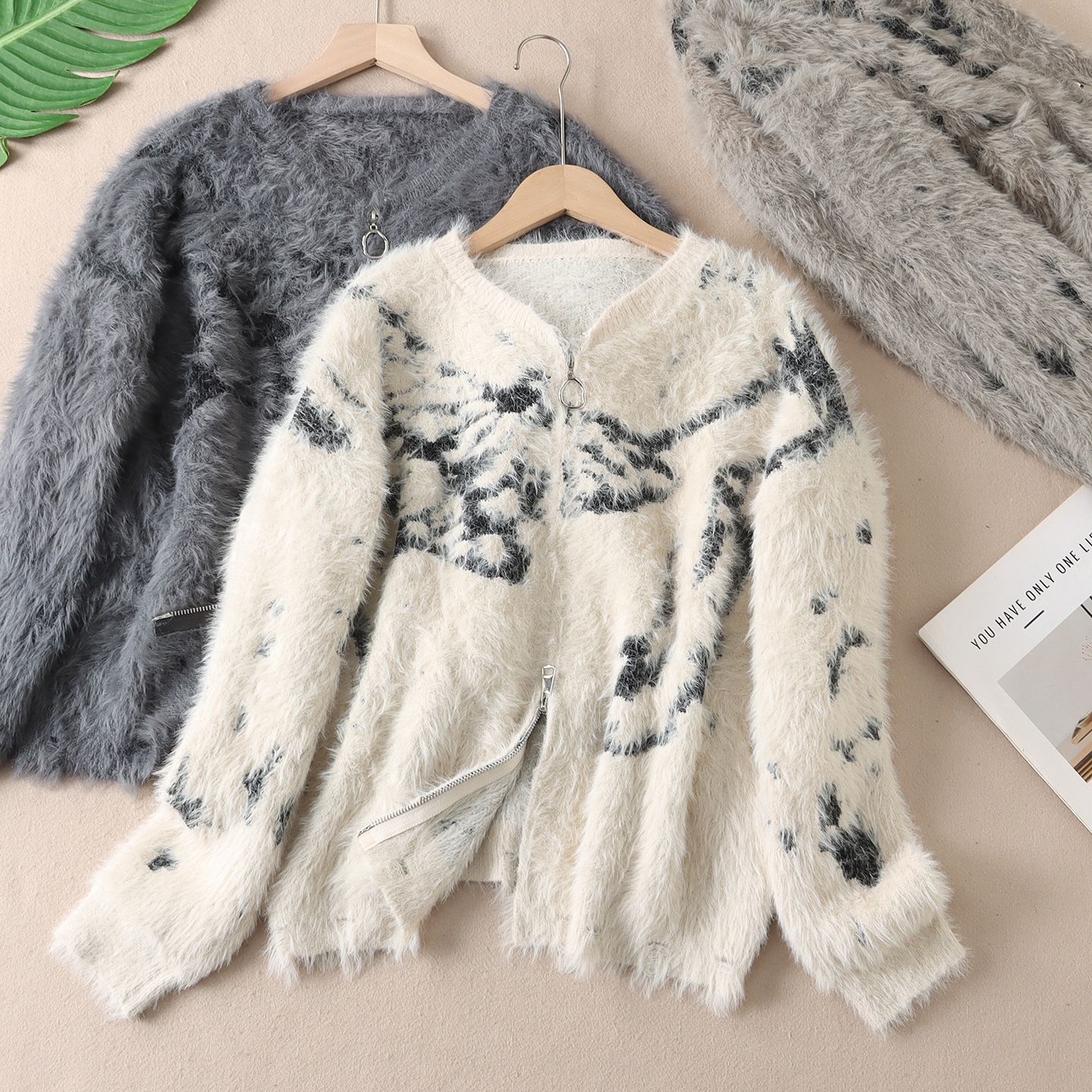 不掉毛仿貂绒软糯毛衣开衫外套