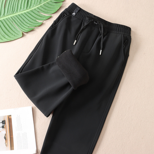 不起球不粘毛男女同款软壳裤贴片护膝保暖加绒直筒休闲裤子冬X239