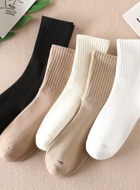 吸汗透气纯棉袜子秋冬保暖中筒加厚无骨地板袜 G17