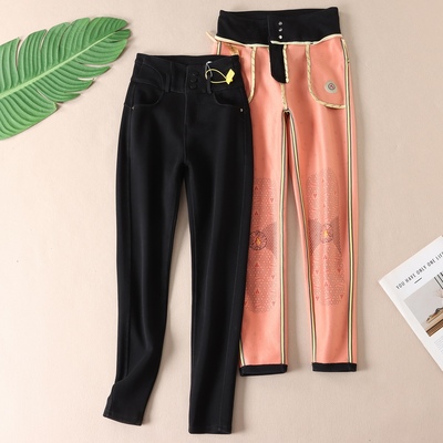 带香味保暖樱花绒润肤显瘦铅笔裤