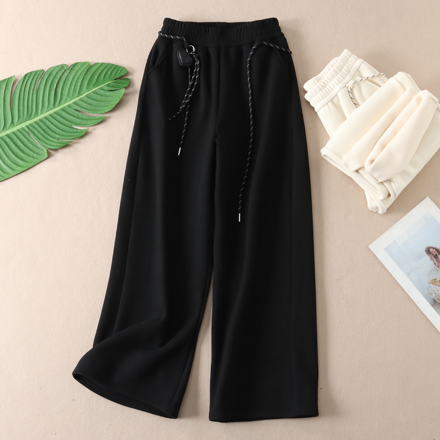 820克超厚加绒韩版洋气阔腿裤女