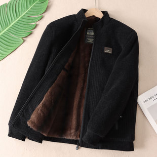 爸爸加绒夹克外套W201 东新款 1300克 高品质金貂绒加厚棉服冬男装