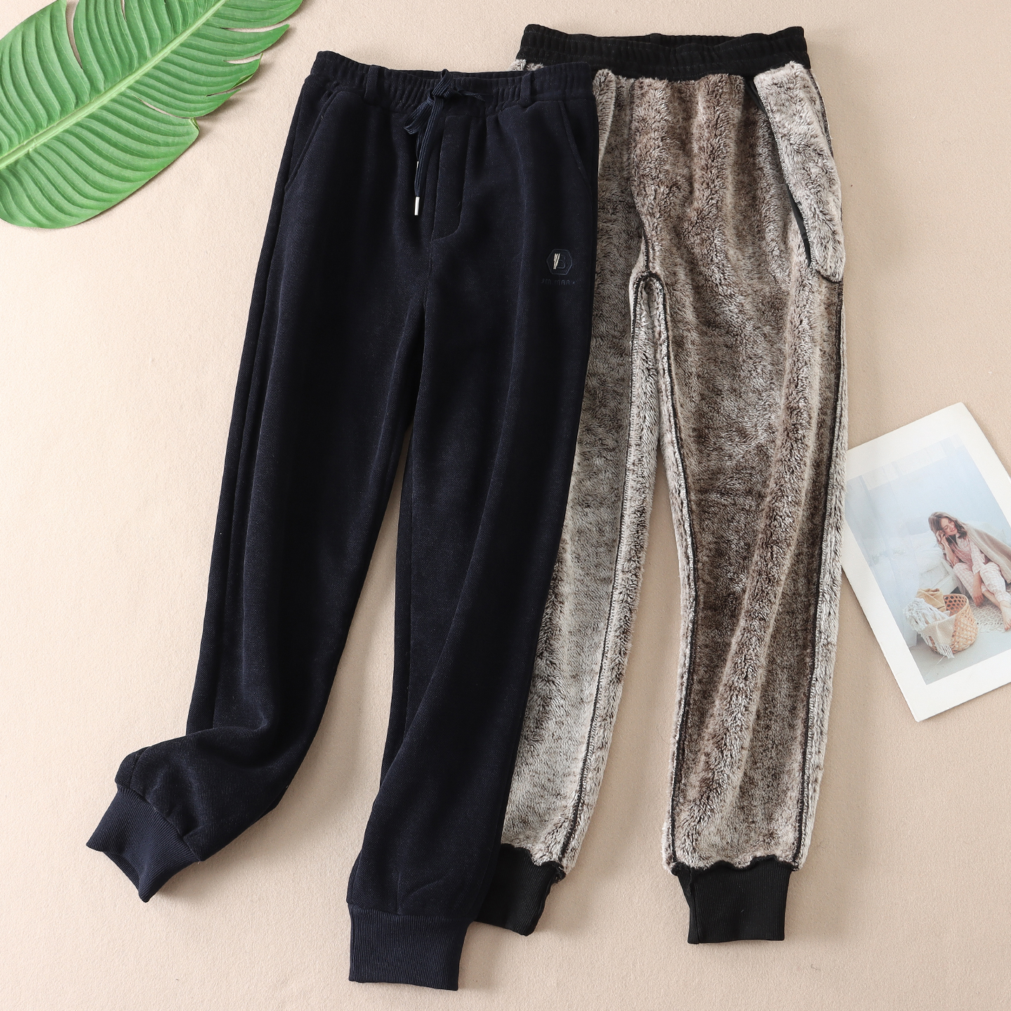 特厚银狐绒男士不起球休闲卫裤