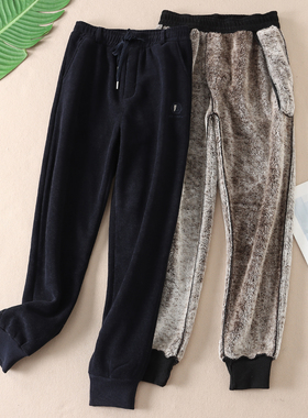 670克 特厚银狐绒男士不起球休闲卫裤秋冬百搭束脚保暖长裤F461