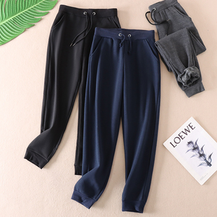 女卫裤 外贸 休闲加绒保暖束脚跑步长裤 女式 D66 冬内胆拉绒运动裤