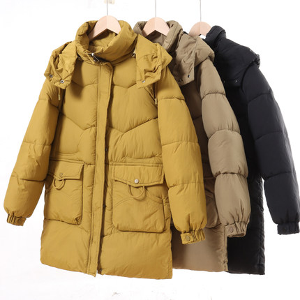830克~加厚保暖可拆卸连帽中长款女式棉服韩版防寒棉衣外套 X647