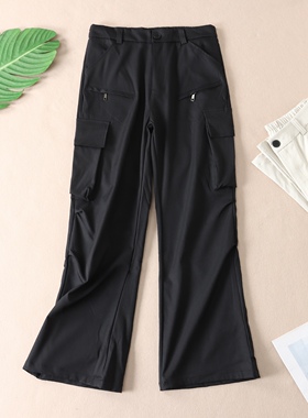 利落显瘦户外工装微喇叭裤女2025秋美式洋气时髦显瘦休闲长裤T12