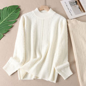 不掉毛仿貂绒万针提花毛衣女冬新洋气温柔风钉珠半高领内搭 WA364