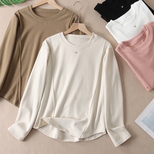 自发热上身即暖椰绒t恤女秋冬日常百搭圆领打底德绒保暖上衣W150
