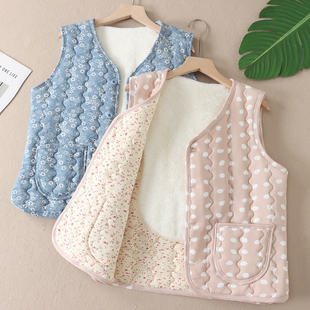 内搭V领坎肩马甲B440 夹棉加绒保暖马夹女冬季 软绵绵暖烘烘 冬季