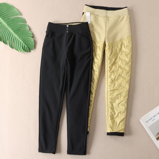 鹅绒裤 F276 女外穿冬显瘦小脚黑金石墨烯保暖不粘毛羽绒加厚棉裤