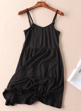 夏季薄款高腰中长款打底吊带女 百搭显瘦百褶背心裙 WC1627