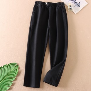 子 显瘦高腰百搭长裤 D573 女宽松老爹哈伦裤 冬新加绒休闲裤