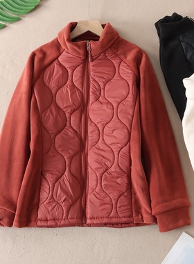 可机洗~外穿内搭都显瘦波纹立领奥粒绒拼接棉服女冬装外套W1614