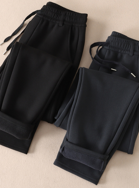 630克~抗起球冬加厚绒保暖休闲裤男士高腰日常百搭直筒长裤 W3025