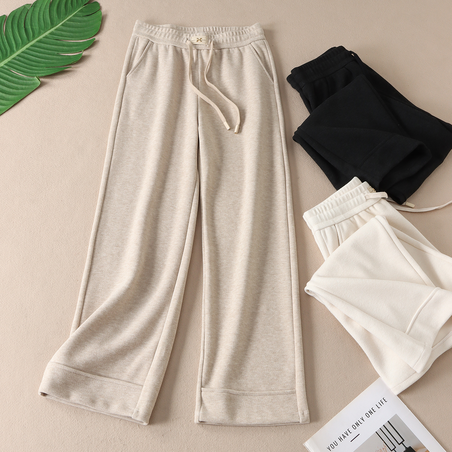 百搭显瘦高腰窄版休闲直筒裤