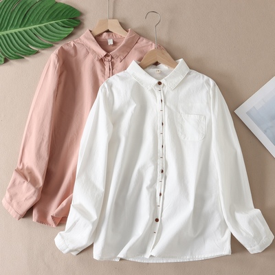 经典大方纯棉翻领长袖白衬衫