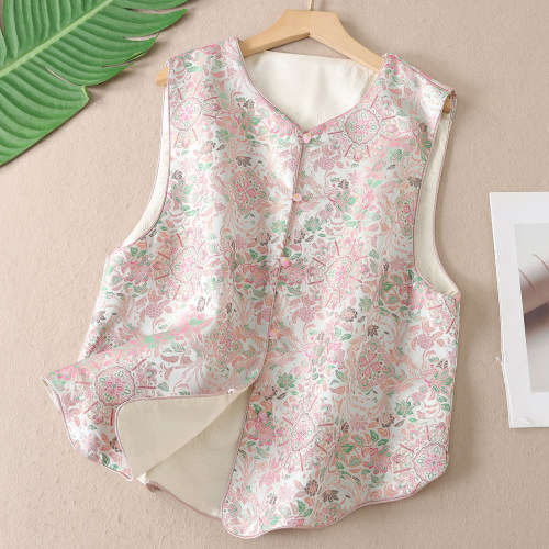 双面穿~轻奢鎏金提花新中式马甲