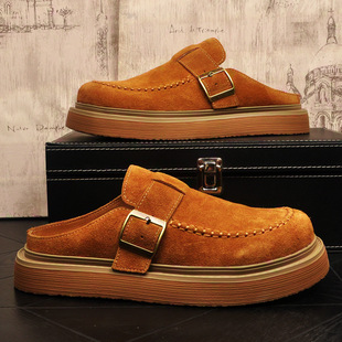 勃肯鞋男真皮舒适男士包头拖反绒皮时尚潮牌百搭休闲半拖网红爆款