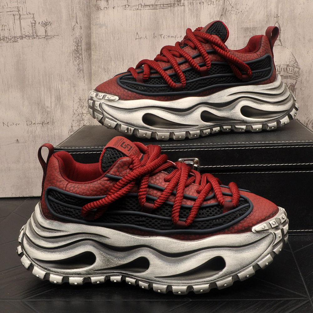 2026时尚休闲复古做旧老爹鞋网面透气原创设计潮流运动休闲鞋男鞋