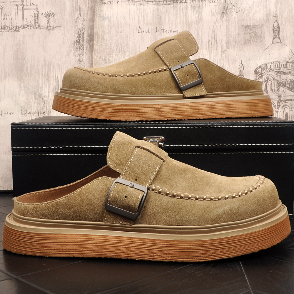 夏季新款男士休闲百搭包头半拖勃肯鞋透气时尚百搭懒人鞋外穿拖鞋