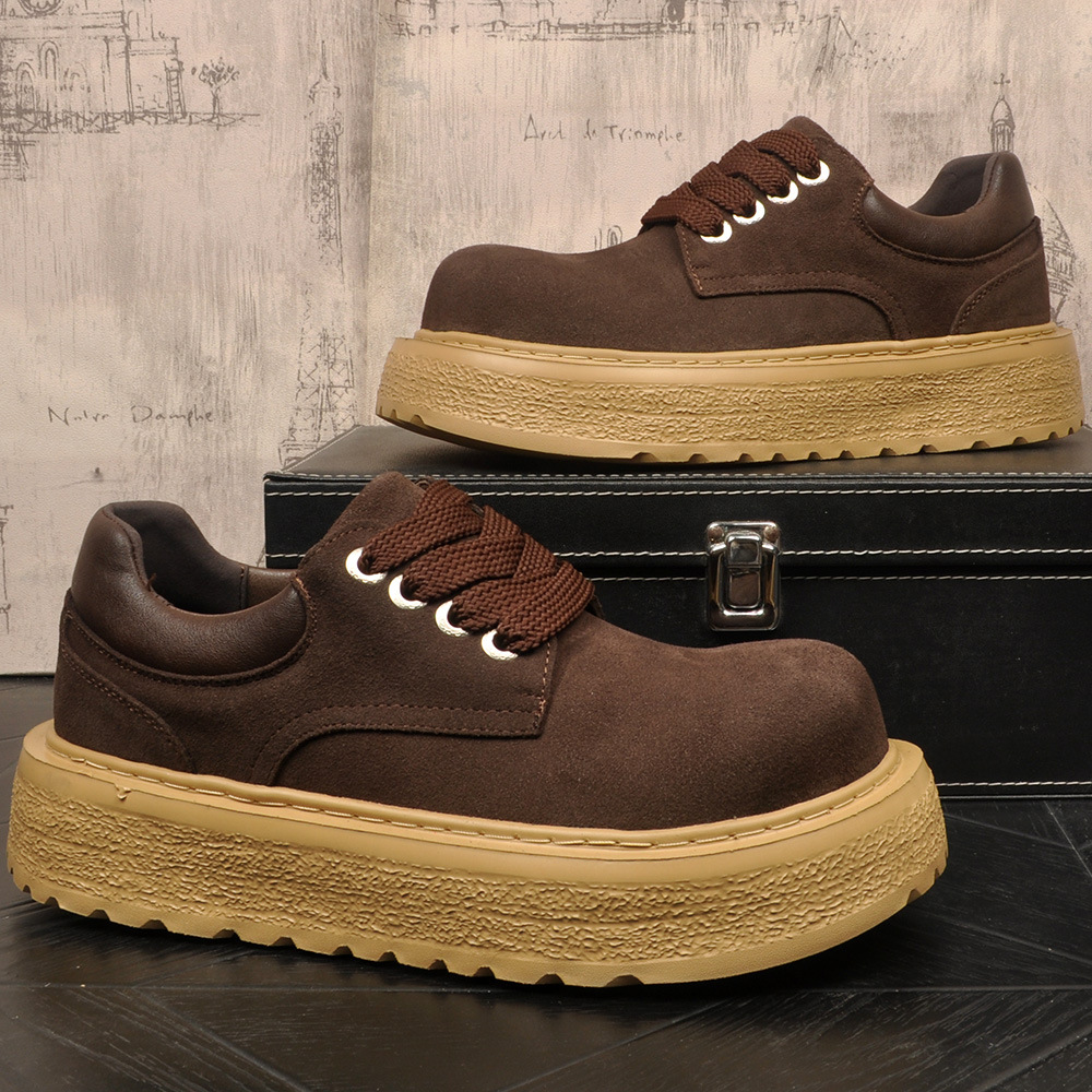 工装男鞋秋季磨砂皮低帮马丁靴男士潮流复古大头反绒皮休闲皮鞋子