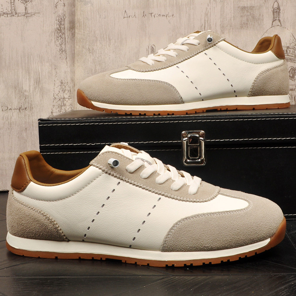 2026春季新款头层牛皮男士舒适平底德训鞋套脚百搭透气休闲阿甘鞋,流行男鞋,德训鞋,淘宝优惠券,粉丝福利购,淘宝优惠卷