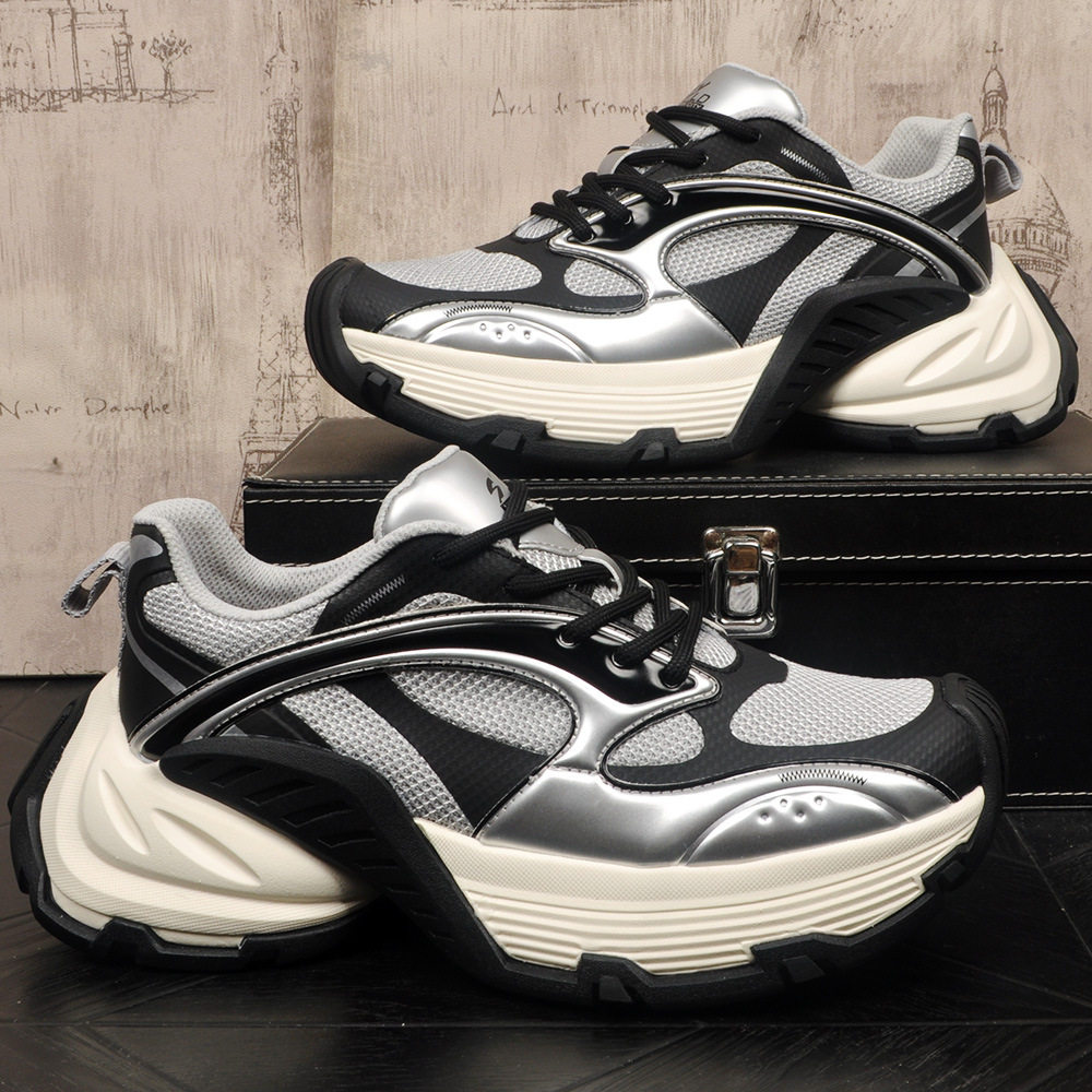 男鞋2026春季新款欧洲站轻便厚底增高网面透气真皮百搭休闲运动鞋,流行男鞋,老爹鞋,淘宝优惠券,粉丝福利购,淘宝优惠卷