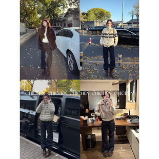 女2025新款 深蓝色显瘦直筒高腰牛仔裤 冬 长腿特效器 CHICHEN晨妍