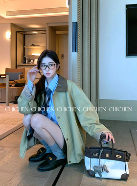 CHICHEN晨妍 加州旷野 复古巴恩风廓形夹克女2025新款秋短款外套