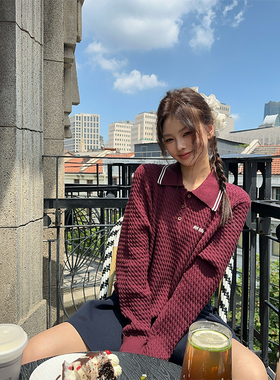 CHICHEN晨妍 高智份子 秋冬针织衫女新款翻领套头上衣绞花毛衣