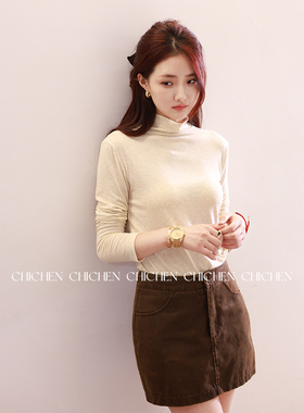 CHICHEN晨妍 羊绒皮肤衣 克什米尔羊绒高领修身打底衫高领针织衫