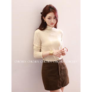 CHICHEN晨妍 羊绒皮肤衣 克什米尔羊绒高领修身打底衫高领针织衫