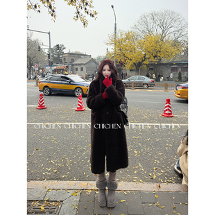 秋冬外套女加厚保暖 仿羊羔毛皮毛一体长款 CHICHEN晨妍 凛冬至岛