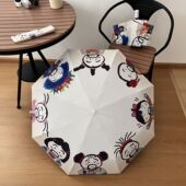 可爱搞怪表情包雨伞三折八骨折叠自动伞晴雨两用防紫外线太阳伞