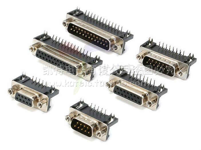 DR9/15/25插头 插座 公/母头 9/15/25芯 串/并口 90度弯脚 插板式