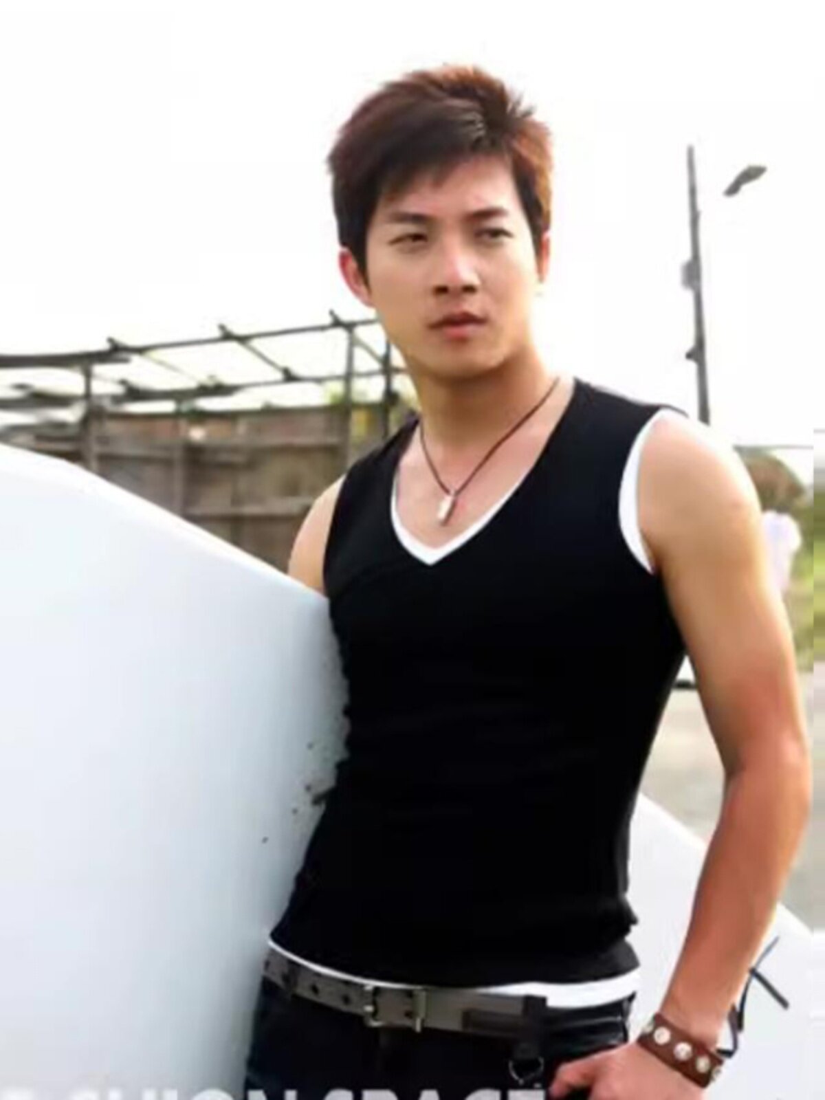 CUSTOM SUMMER MENS SOLID COLOR SLIM V-NECK VEST MENS SHOULDER FITNESS SPORTS TIGHT COTTON LEGGINGS