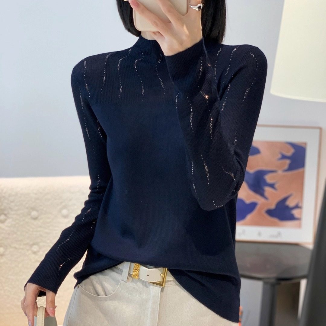 2025秋季新款气质亮线漂亮别致设计感超细羊毛针织衫女人味上衣