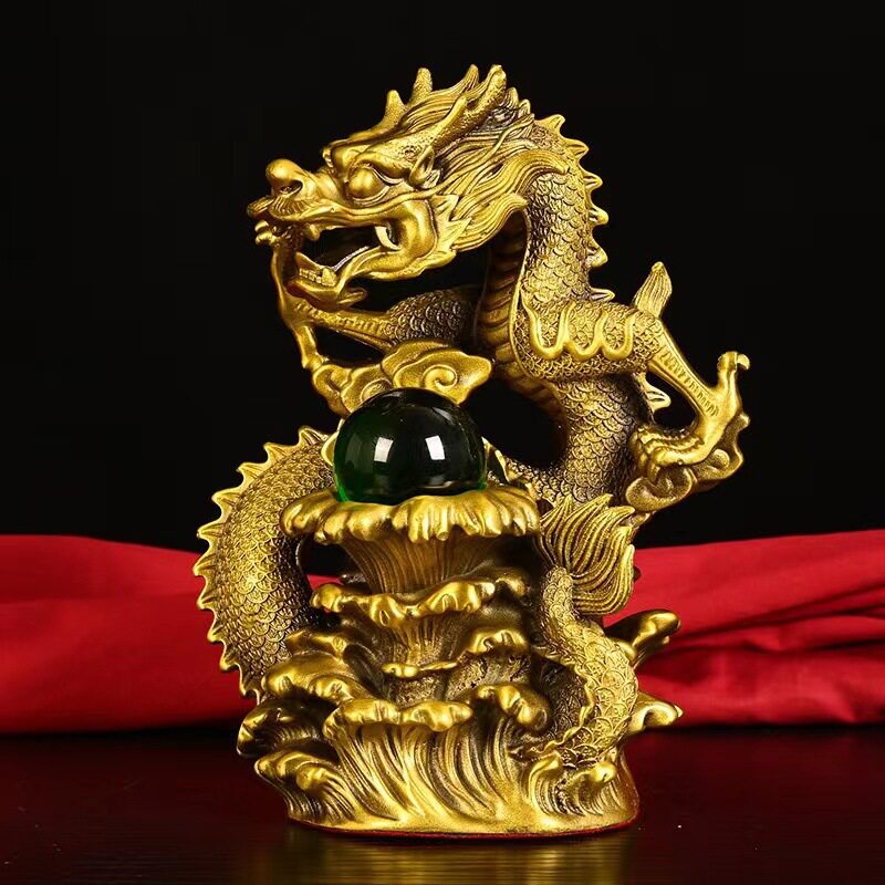 精工全铜吸水龙五爪金龙腾飞中国龙戏珠金钱龙家居办公室中式摆件
