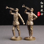 纯黄铜长征红军战士雕像八路军号手抗战纪念主题人物雕塑摆件