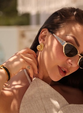 欧美时尚潮牌金属猫眼墨镜女跨境复古小框ins网红同款太阳镜防晒