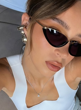 欧美辣妹风复古猫眼半框太阳镜女感时髦街拍度假遮阳墨镜男潮