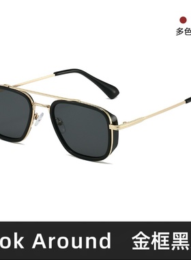 2025新款时尚双梁太阳镜男复古方框蛤蟆镜潮开车墨镜防晒太阳眼镜