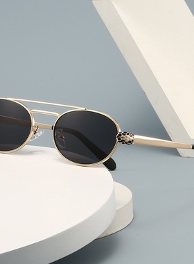 新款双梁金属圆框太阳镜男跨境欧美太阳眼镜潮女轻奢百搭防晒墨镜
