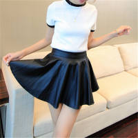 Spring and Autumn pu leather skirt for women 2026 new style, wearing a pleated high-waisted black matte tight corset with a matte finish thumbnail 4