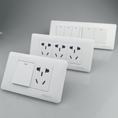 118型暗装 墙壁开关插座一开五孔双控白色十孔二十孔家用长条面板