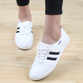 系带低帮平底学生休闲板鞋 人本帆布鞋 韩版 3811春季 百搭小白色 女鞋