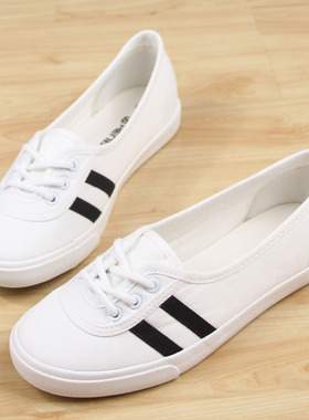 新款人本帆布鞋女鞋韩版1992低帮浅口小白鞋平底学生休闲板鞋8509